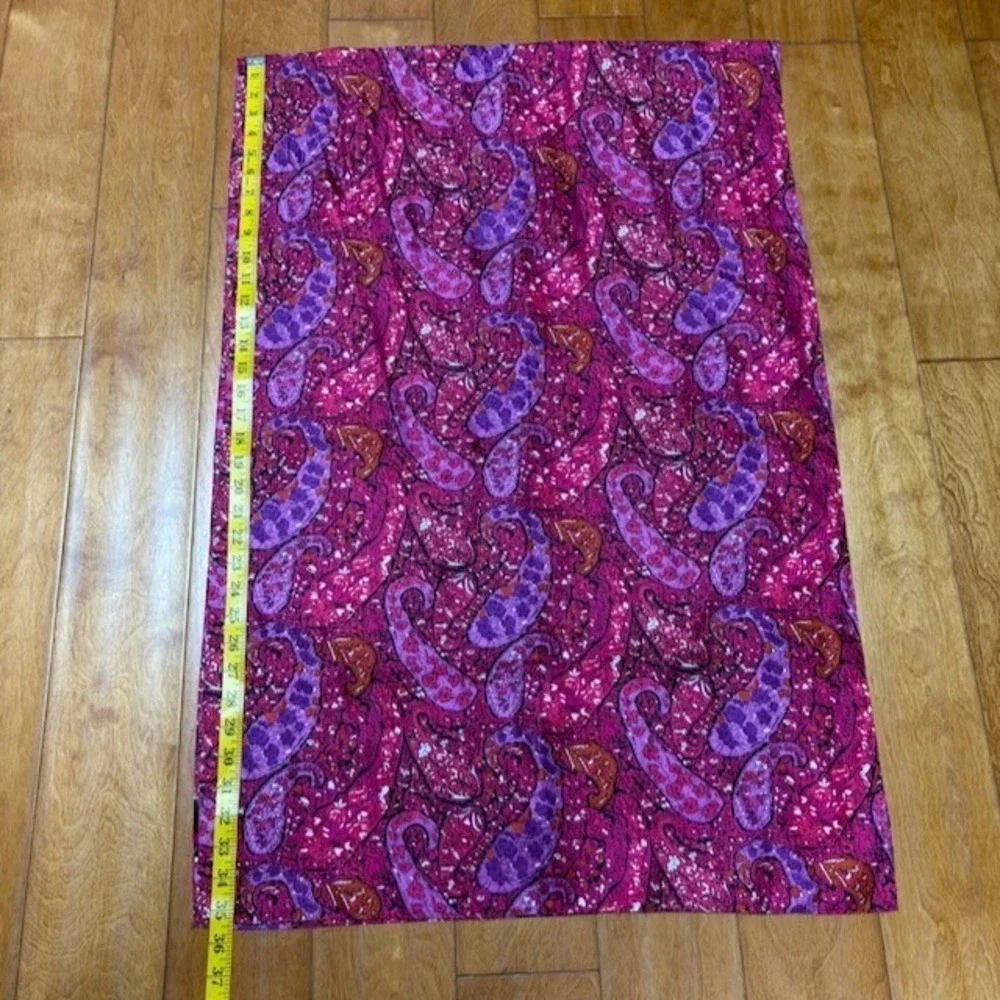 Ann Taylor Silk Scarf 100% Silk Pink Purple Paisley Floral Long Rectangle Artsy